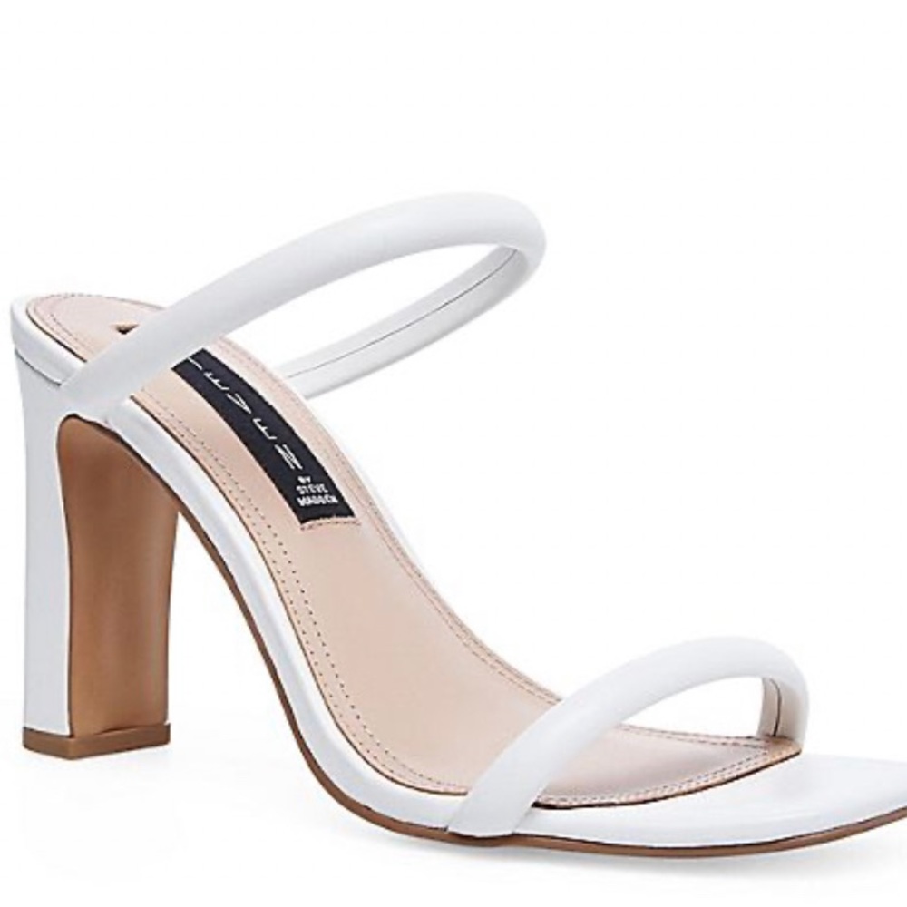 Steven by Steve Madden Jacee White Leather Sandal